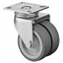 Roulette Appareil Pivotante Caoutchouc Gris Ø75mm 100kg Platine