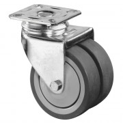 Roulette Appareil Pivotante Caoutchouc Gris Ø75mm 120kg Platine
