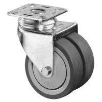 Roulette Appareil Pivotante Caoutchouc Gris Ø75mm 120kg Platine