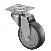 Roulette Appareil Pivotante Caoutchouc Gris Ø75mm 75kg Platine
