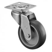 Roulette Appareil Pivotante Caoutchouc Gris Ø75mm 75kg Platine