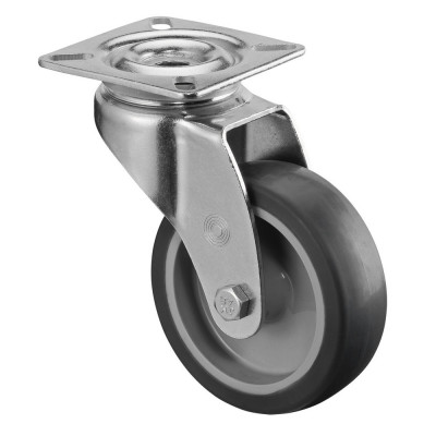 Roulette Appareil Pivotante Caoutchouc Gris Ø75mm 75kg Platine