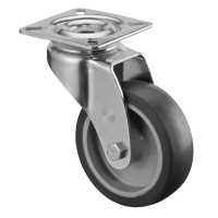 Roulette Appareil Pivotante Caoutchouc Gris Ø75mm 75kg Platine Roulette Appareil Pivotante Caoutchouc Gris Ø75mm 75kg Platine