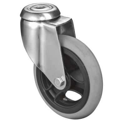 Roulette Appareil Pivotante Caoutchouc Gris, anti-crevaison Ø125mm 35kg Oeil