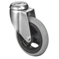 Roulette Appareil Pivotante Caoutchouc Gris, anti-crevaison Ø125mm 35kg Oeil
