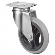 Roulette Appareil Pivotante Caoutchouc Gris, anti-crevaison Ø125mm 35kg Platine