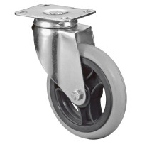 Roulette Appareil Pivotante Caoutchouc Gris, anti-crevaison Ø125mm 35kg Platine