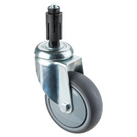 Roulette Appareil Pivotante Caoutchouc Gris Conduct. Ø100mm 100kg Douille, Oeil