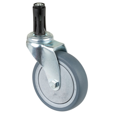 Roulette Appareil Pivotante Caoutchouc Gris Conduct. Ø100mm 70kg Douille