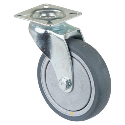 Roulette Appareil Pivotante Caoutchouc Gris Conduct. Ø100mm 70kg Platine