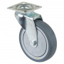 Roulette Appareil Pivotante Caoutchouc Gris Conduct. Ø100mm 70kg Platine