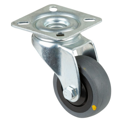 Roulette Appareil Pivotante Caoutchouc Gris Conduct. Ø50mm 50kg Platine