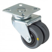 Roulette Appareil Pivotante Caoutchouc Gris Conduct. Ø50mm 70kg Platine