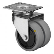Roulette Appareil Pivotante Caoutchouc Gris Conduct. Ø75mm 100kg Platine