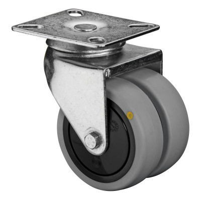 Roulette Appareil Pivotante Caoutchouc Gris Conduct. Ø75mm 100kg Platine