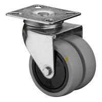 Roulette Appareil Pivotante Caoutchouc Gris Conduct. Ø75mm 100kg Platine