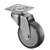 Roulette Appareil Pivotante Caoutchouc Gris Conduct. Ø75mm 60kg Platine