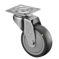Roulette Appareil Pivotante Caoutchouc Gris Conduct. Ø75mm 60kg Platine Roulette Appareil Pivotante Caoutchouc Gris Conduct. Ø75mm 60kg Platine