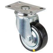 Roulette Appareil Pivotante Caoutchouc Gris Conduct. Ø80mm 80kg Platine
