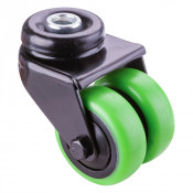 Roulette Appareil Pivotante Caoutchouc vert Ø50mm 80kg Oeil
