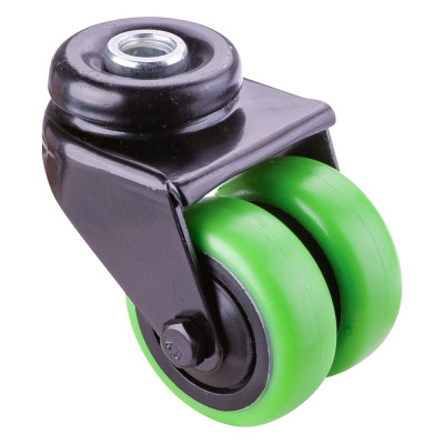 Roulette Appareil Pivotante Caoutchouc vert Ø50mm 80kg Oeil