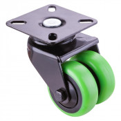 Roulette Appareil Pivotante Caoutchouc vert Ø50mm 80kg Platine