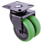 Roulette Appareil Pivotante Caoutchouc vert Ø75mm 100kg Platine
