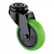 Roulette Appareil Pivotante Caoutchouc vert Ø75mm 75kg Oeil