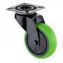 Roulette Appareil Pivotante Caoutchouc vert Ø75mm 75kg Platine