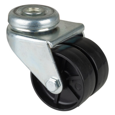 Roulette Appareil Pivotante Plastique noir Ø50mm 80kg Oeil