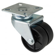 Roulette Appareil Pivotante Plastique noir Ø50mm 80kg Platine