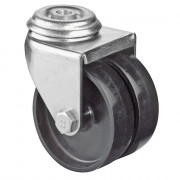 Roulette Appareil Pivotante Plastique noir Ø75mm 100kg Oeil