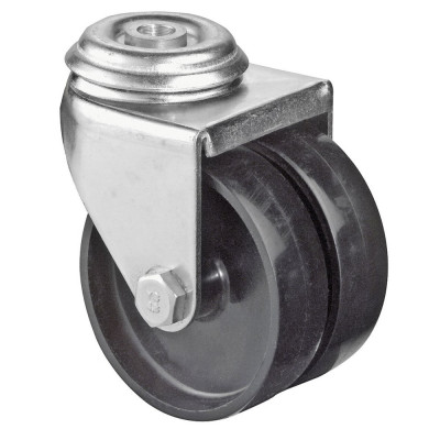 Roulette Appareil Pivotante Plastique noir Ø75mm 100kg Oeil