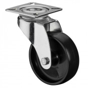 Roulette Appareil Pivotante Plastique noir Ø75mm 50kg Platine
