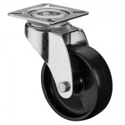Roulette Appareil Pivotante Plastique noir Ø75mm 50kg Platine