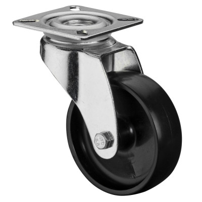 Roulette Appareil Pivotante Plastique noir Ø75mm 50kg Platine