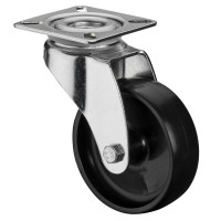 Roulette Appareil Pivotante Plastique noir Ø75mm 50kg Platine
