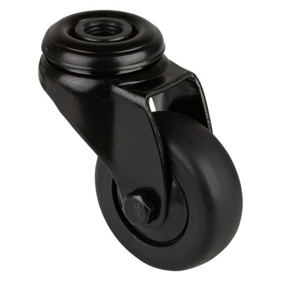 Roulette Appareil Pivotante Thermoplastique caoutchouc noir Ø50mm 50kg Oeil