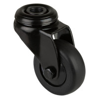 Roulette Appareil Pivotante Thermoplastique caoutchouc noir Ø50mm 50kg Oeil