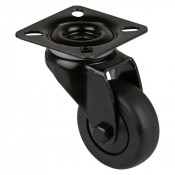 Roulette Appareil Pivotante Thermoplastique caoutchouc noir Ø50mm 50kg Platine