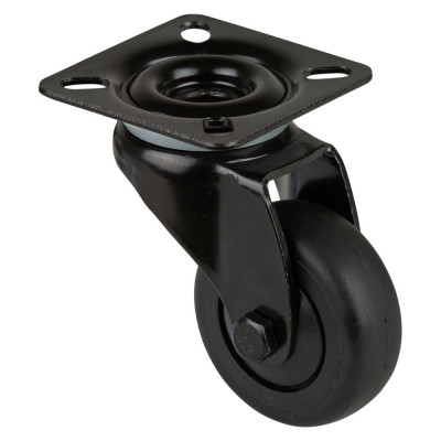 Roulette Appareil Pivotante Thermoplastique caoutchouc noir Ø50mm 50kg Platine