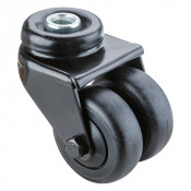 Roulette Appareil Pivotante Thermoplastique caoutchouc noir Ø50mm 80kg Oeil