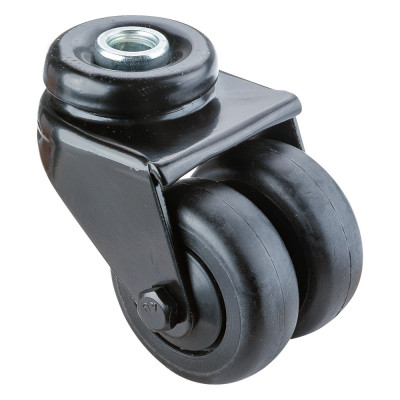 Roulette Appareil Pivotante Thermoplastique caoutchouc noir Ø50mm 80kg Oeil