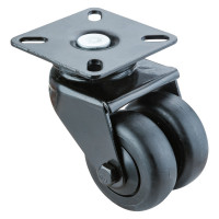 Roulette Appareil Pivotante Thermoplastique caoutchouc noir Ø50mm 80kg Platine