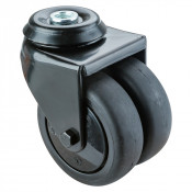 Roulette Appareil Pivotante Thermoplastique caoutchouc noir Ø75mm 100kg Oeil