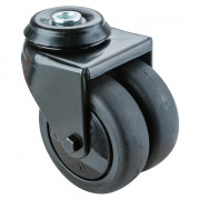 Roulette Appareil Pivotante Thermoplastique caoutchouc noir Ø75mm 100kg Oeil