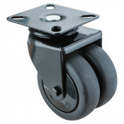 Roulette Appareil Pivotante Thermoplastique caoutchouc noir Ø75mm 100kg Platine