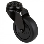 Roulette Appareil Pivotante Thermoplastique caoutchouc noir Ø75mm 75kg Oeil