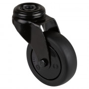 Roulette Appareil Pivotante Thermoplastique caoutchouc noir Ø75mm 75kg Oeil