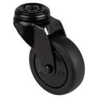 Roulette Appareil Pivotante Thermoplastique caoutchouc noir Ø75mm 75kg Oeil Roulette Appareil Pivotante Thermoplastique caoutchouc noir Ø75mm 75kg Oeil